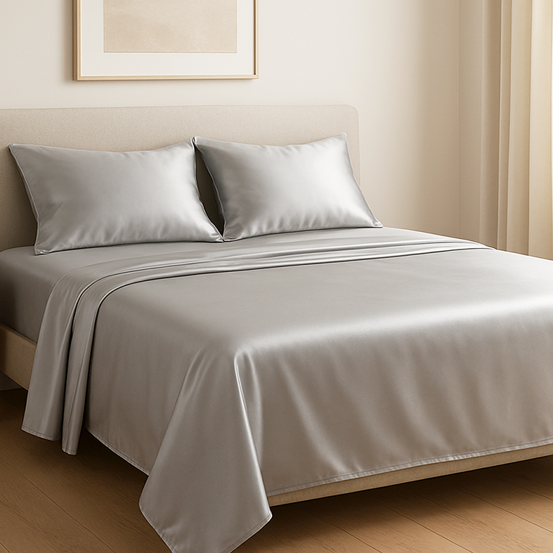 22MM Mulberry Silk Flat Sheet-Silver
